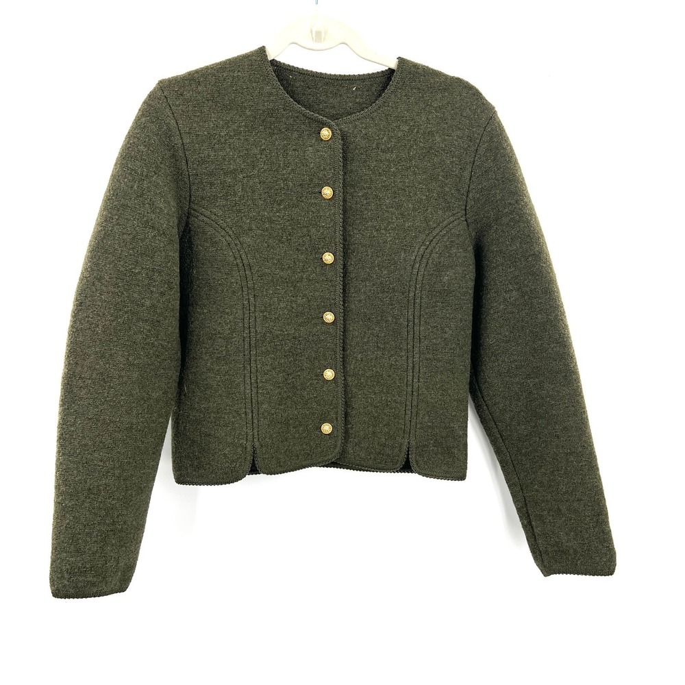 Vintage pure new wool lady jacket crop blazer artsy cottagecore Hobbitcore S - Picture 9 of 10